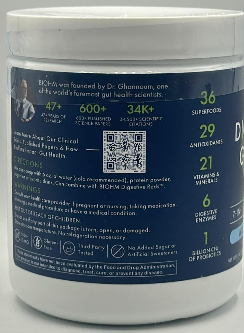 Bioham Digestive Greens 7in1 Daily Gut Support ~WILD BERRY BLISS~7.4 OZ~EXP 9/26