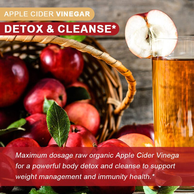 Apple Cider Vinegar 1600mg Per Serving Completely Healthy Natural Cleanser*
