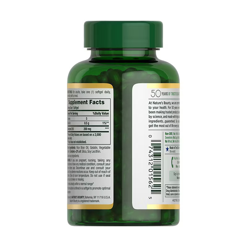 Nature’s Bounty CoQ10 200 mg 200 Rapid Release Softgels Q-Sorb Non-GMO EXP-08/27