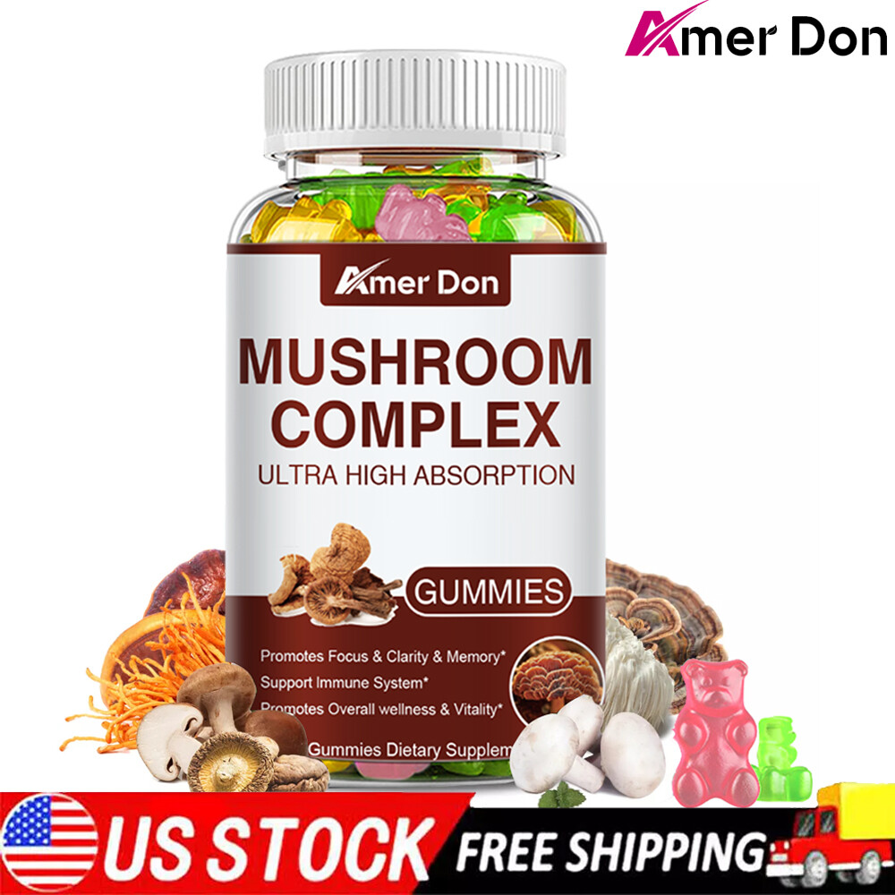 Mushroom Gummies Supplement 2500mg 10 Mushrooms Blend Reishi,Lions Mane US SHIP