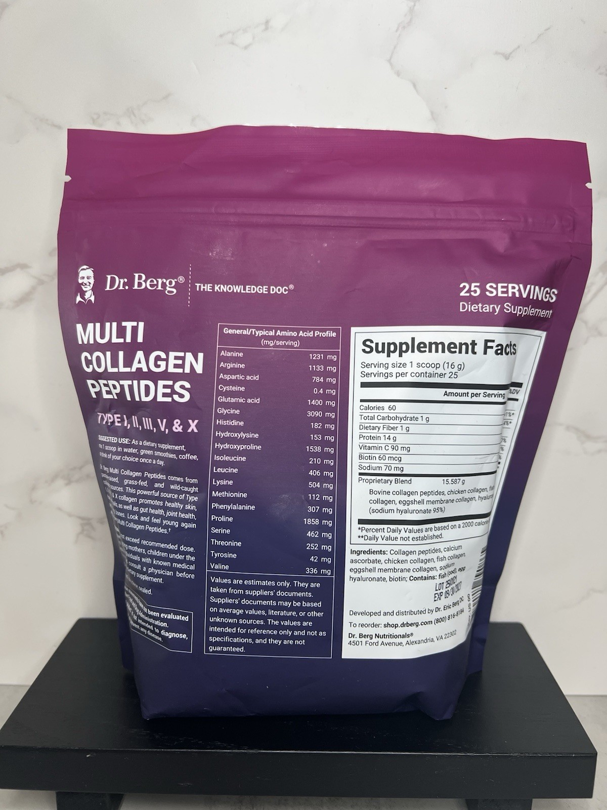 Dr. Berg Multi Collagen Peptides I II III V X 25 Serv 14.1 oz Exp 09/2027