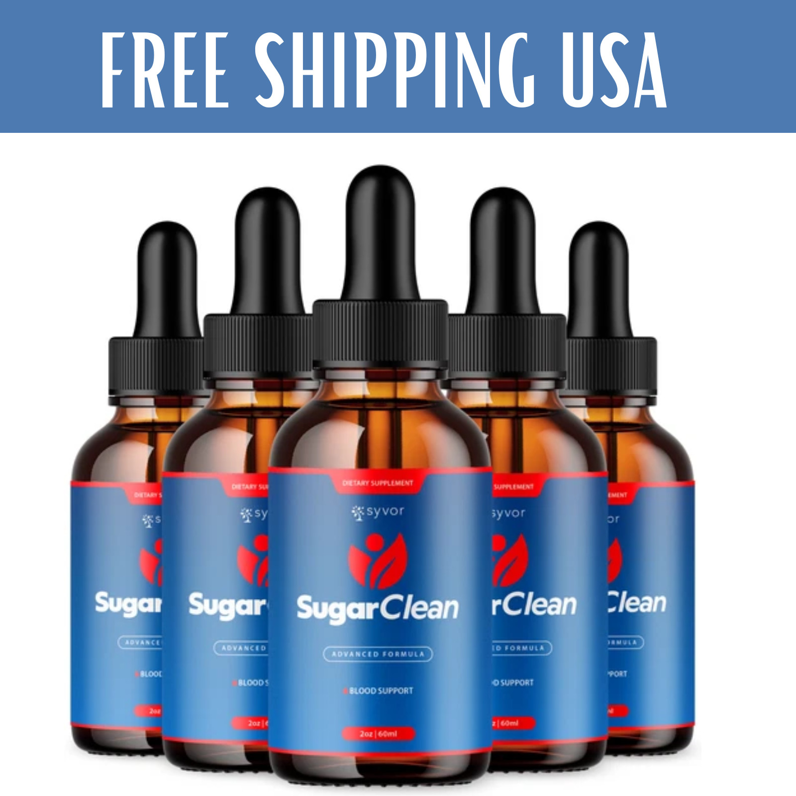 Pack) (5 Sugar Clean Blood Support Drops SugarClean Vitamin Supplement 150 Servs
