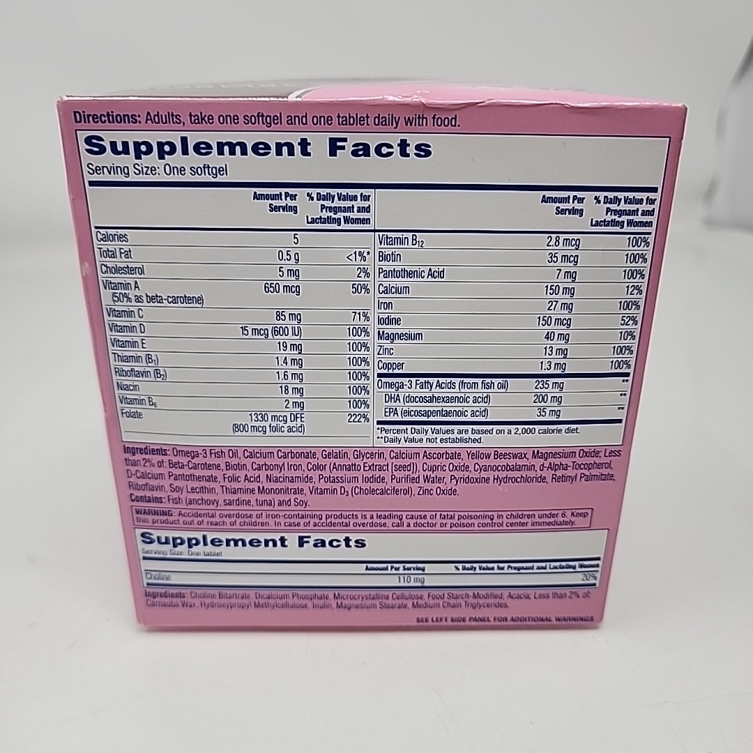 One A Day Prenatal Advanced Multivitamin Softgels 60 Ct + Choline Tablets 60 Ct