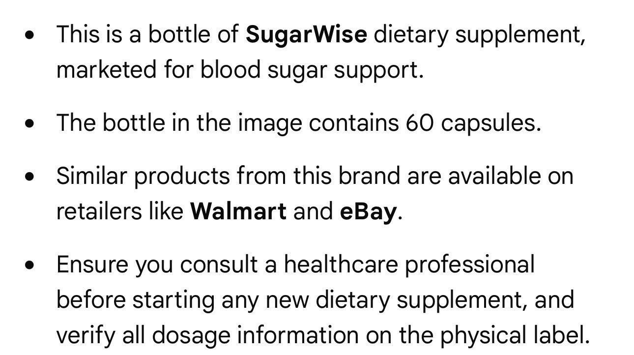 SugarWise Blood Sugar Support Dietary Supplement Capsules, 5 pk/ea 60 Count