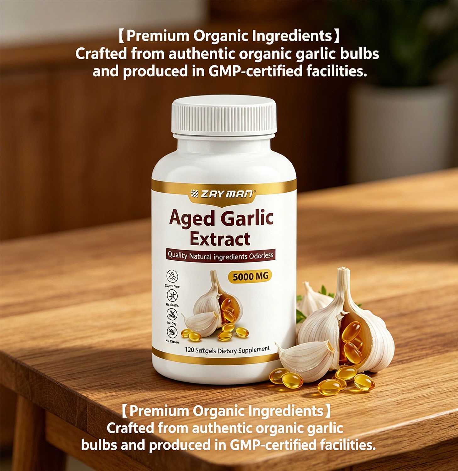3Pcs Aged Garlic Extract –120 Count Odorless Garlic Supplement Immune Support