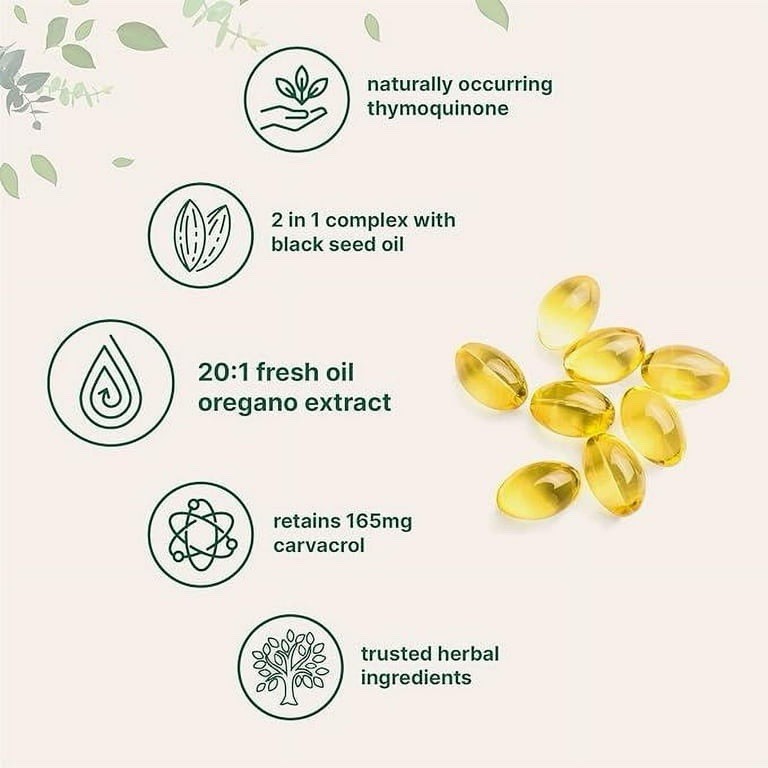 Oil of Oregano 6000mg with Black Seed Oil, 600mg per Serving, 2 Bottles