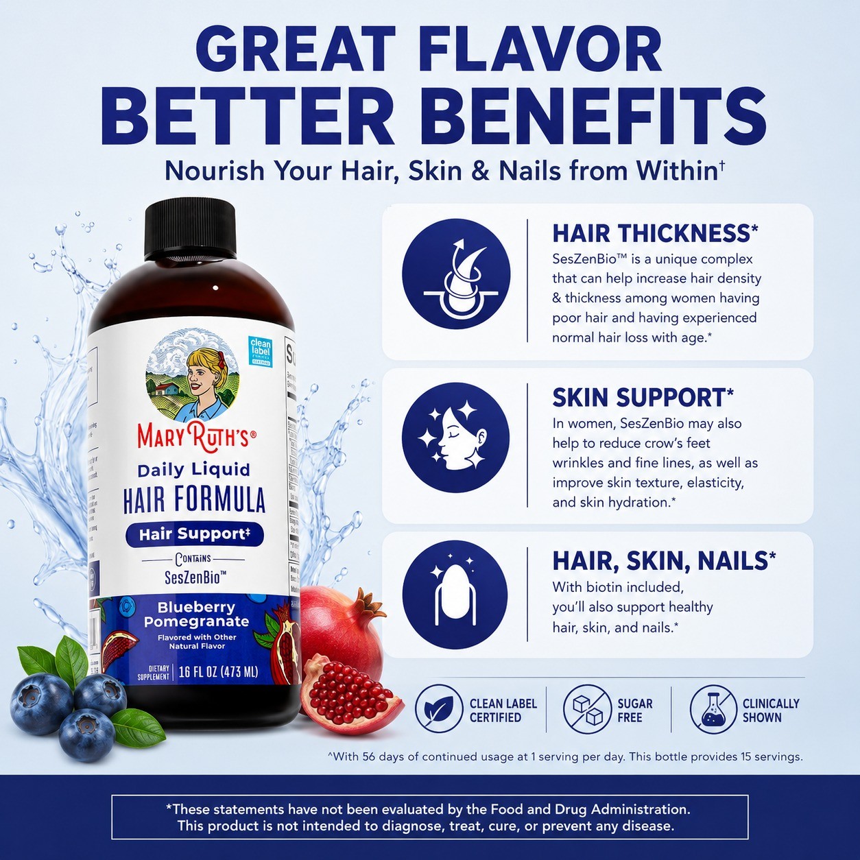 3 Pack 16oz Liquid Formula Biotin Vitamin C Hair Skin Nail Dietary Supplement