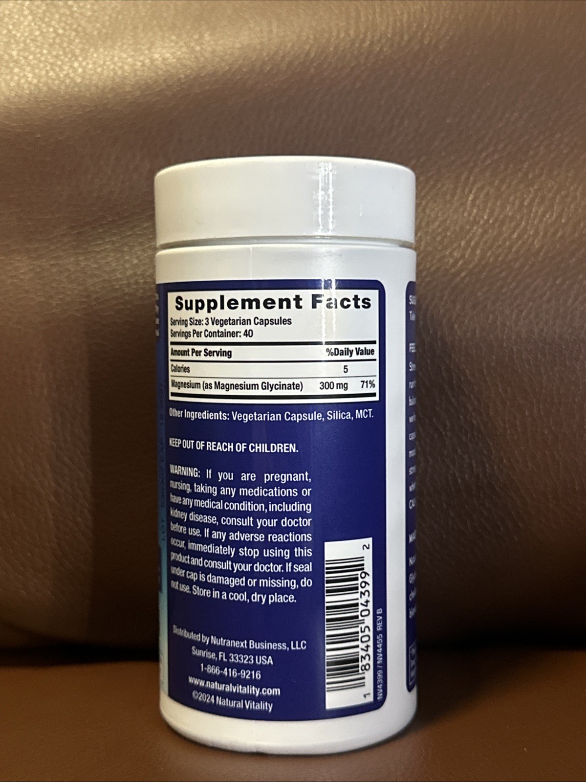 Natural Vitality Calm Magnesium Glycine Supplement 120 Capsules Factory Sealed