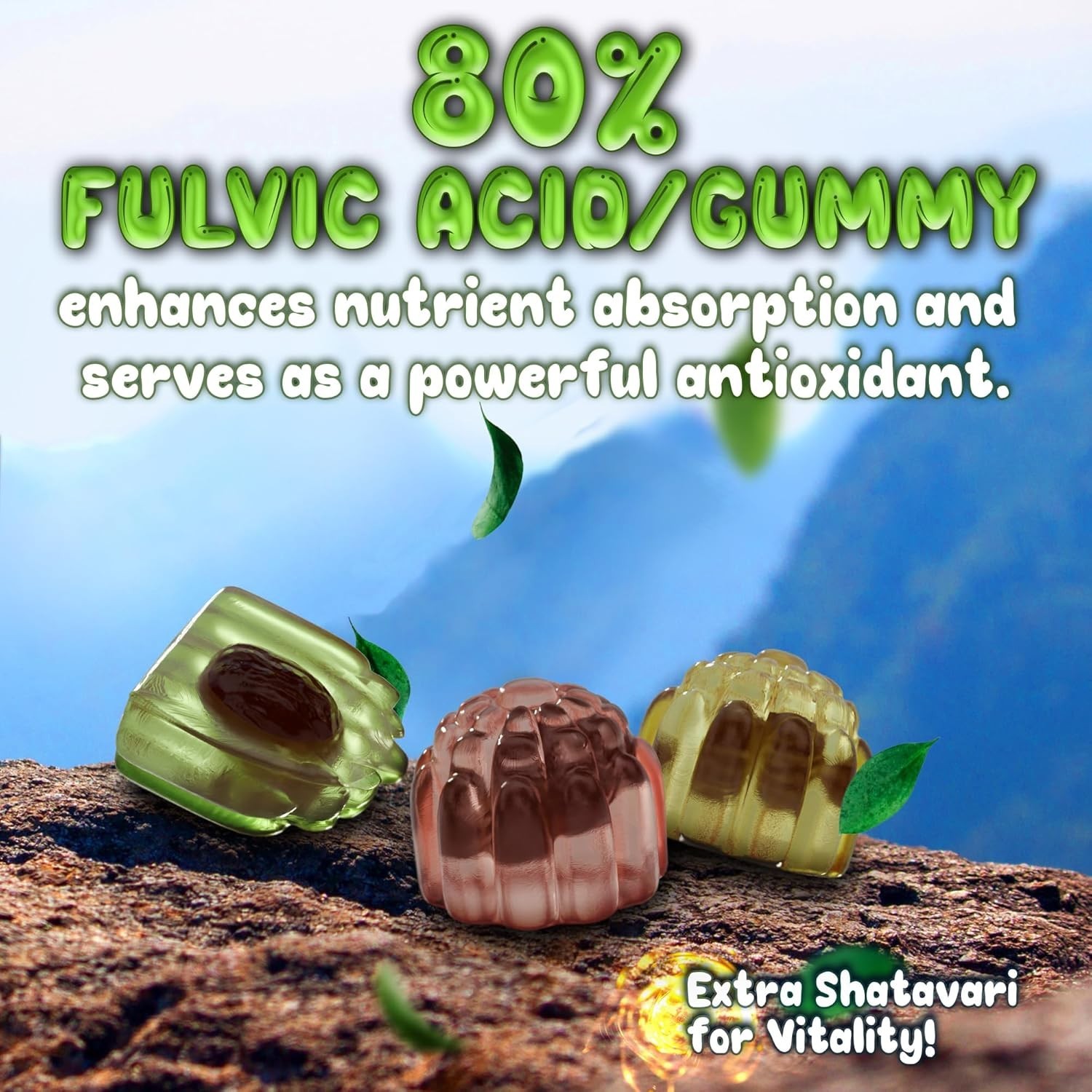 Oh My Chewy Pure Himalayan Shilajit Gummies with Ashwagandha Apple & Kiwi 60 ct