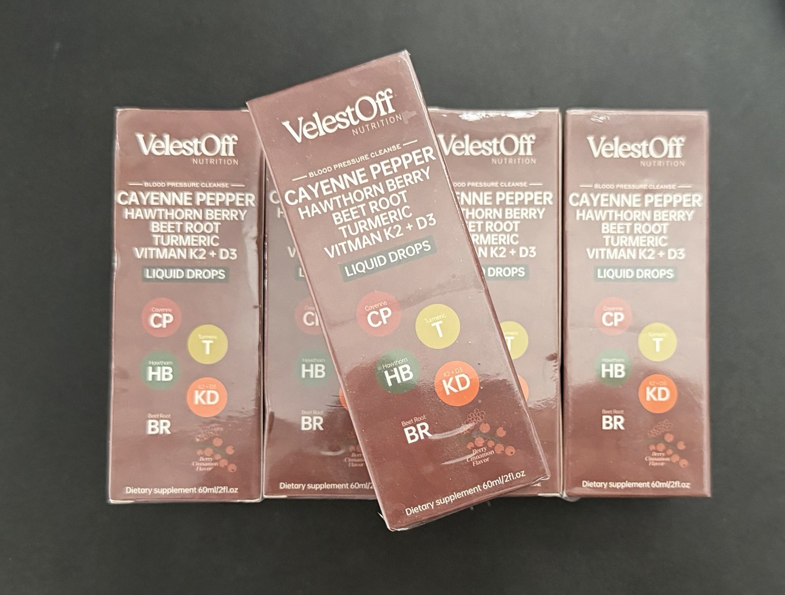VelestOff Nutrition Blood Pressure Cleanse Liquid Drops Cayenne Hawthorn 60ml