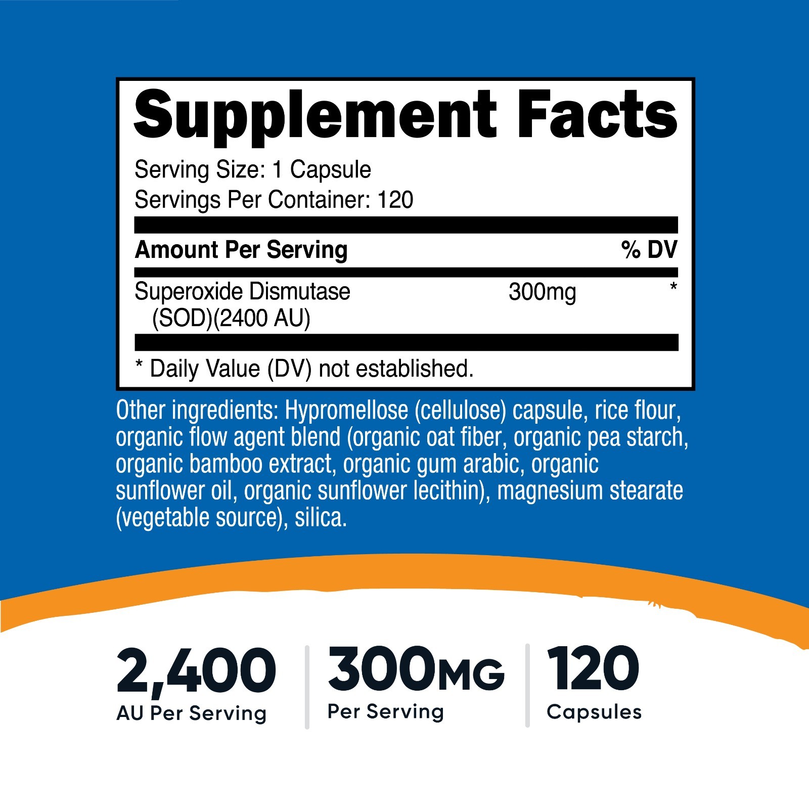 Nutricost S.O.D. Supplement 300mg (2,400 AU) 120 Capsules – Superoxide Dismutase