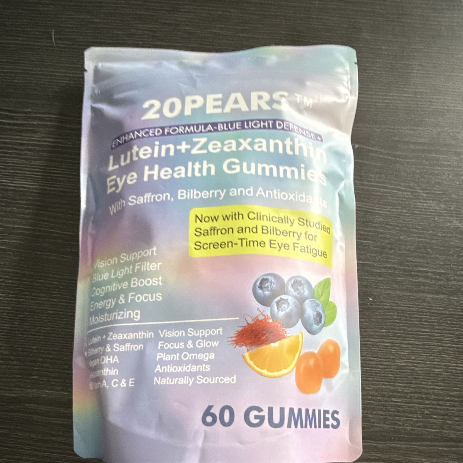 20PEARS Lutein + Zeaxanthin Eye Health Gummies Saffron Bilberry DHA 60