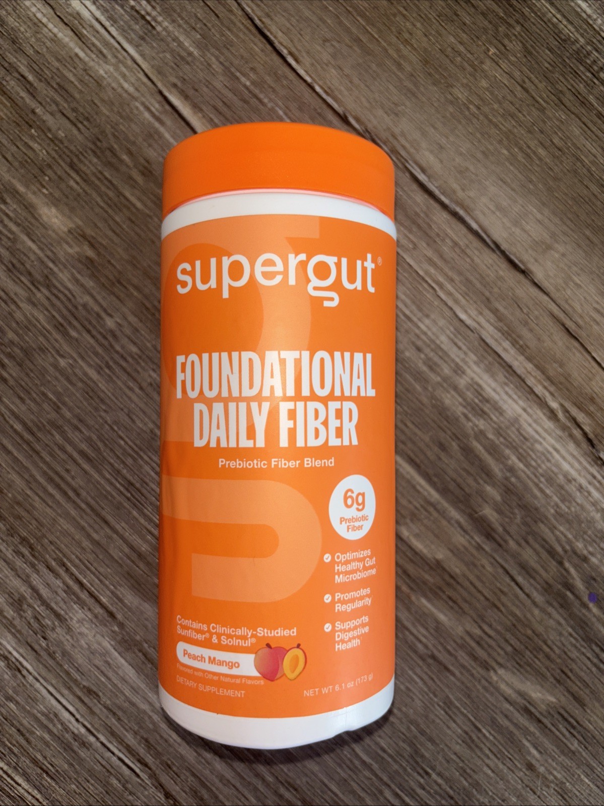 Supergut Foundational Daily Fiber Peach Mango Prebiotic Fiber Blend 6.1 oz – New