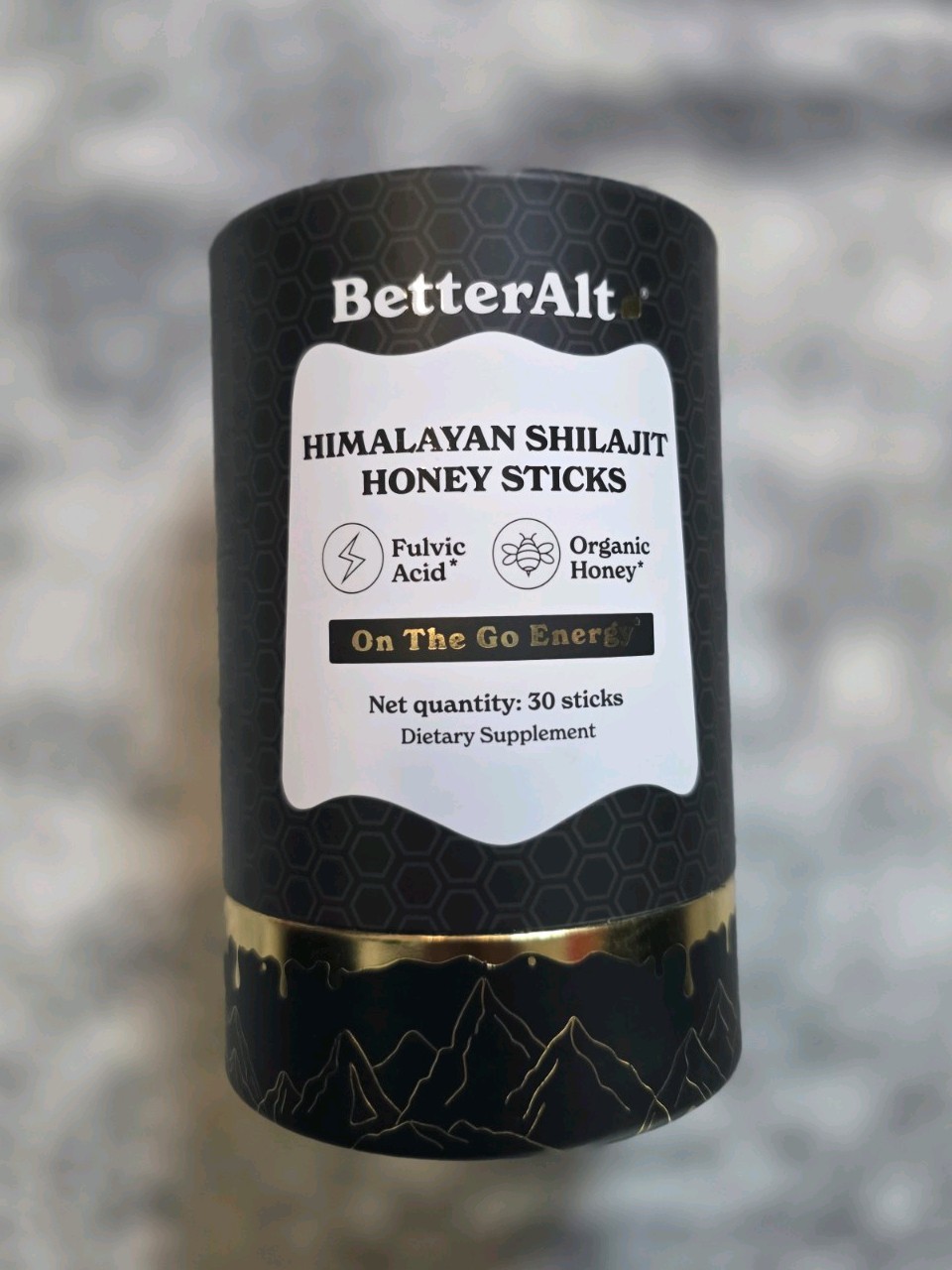 BetterAlt Himalayan Shilajit Honey Sticks 30 Pack Fulvic Acid Saffron Honey