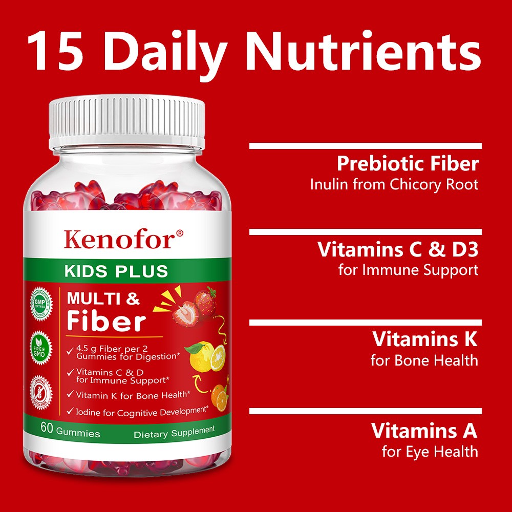 Kids Multi Fiber Supports Digestive Bone Immune System Health 60 Gummy