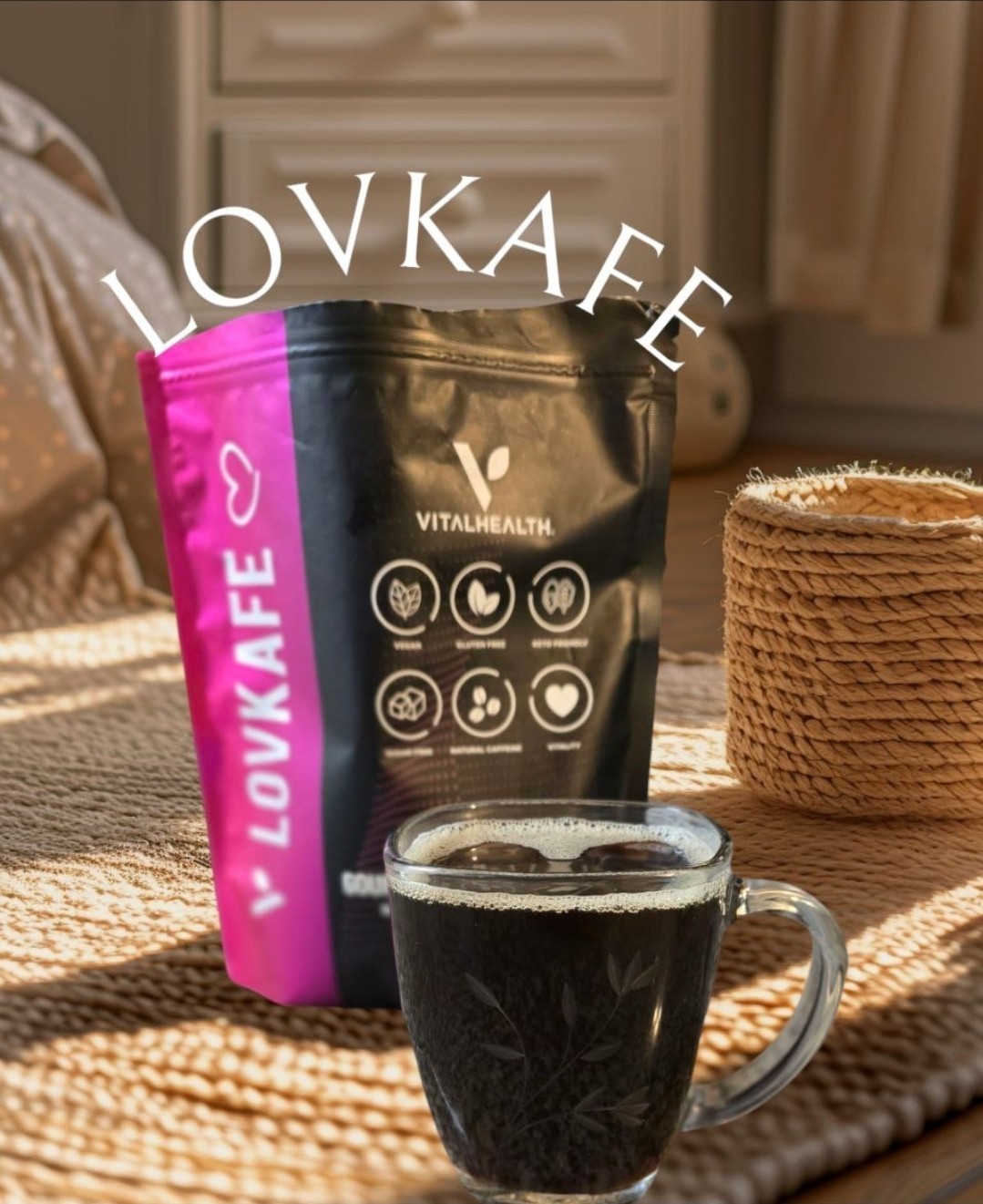 VitalHealth V-Lovkafe Hormone Support Dark Roast Coffee Powder 5.30 oz