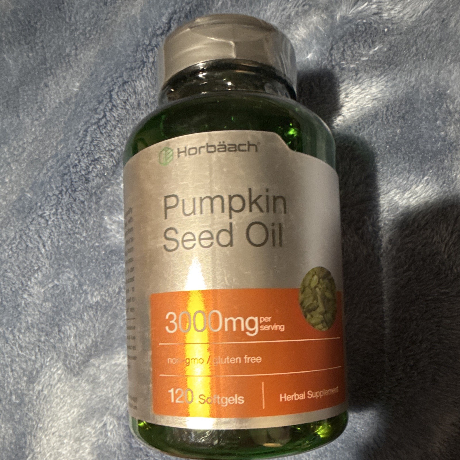 Horbaach Pumpkin Seed Oil 3000mg Non-GMO Gluten-Free, 120 Softgels