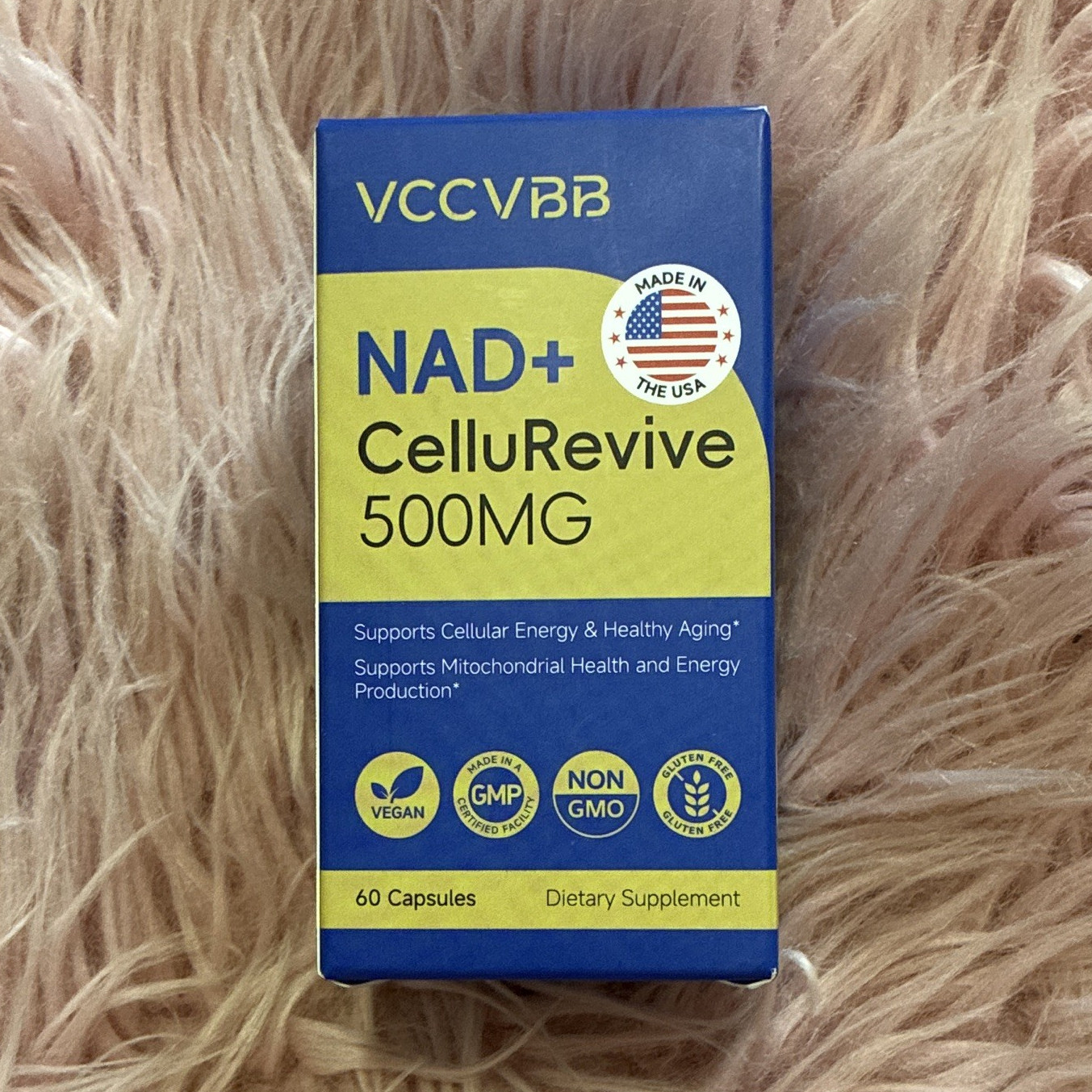 VCCVBB NAD+ CelluRevive 500mg 60 Capsules Vegan Non-GMO Gluten-Free Energy