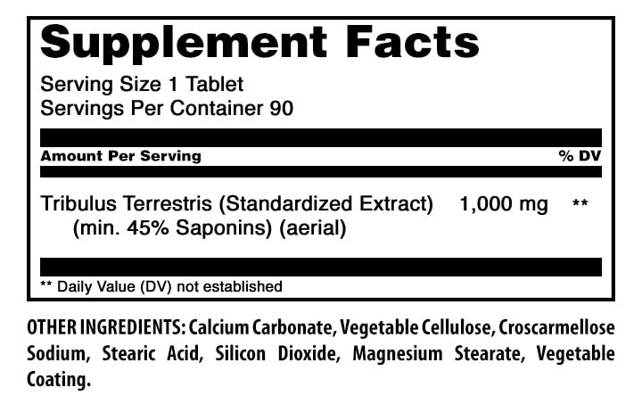 Amazing Formulas Tribulus Extract 1000 Mg Supplement | 90 Count (Pack of 1)