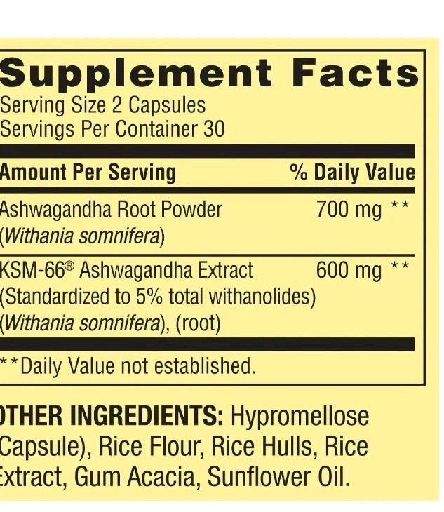 Ashwagandha Dietary Supplement./Extra Extrenght/300 Mg Per Serving. 60 Veg Caps