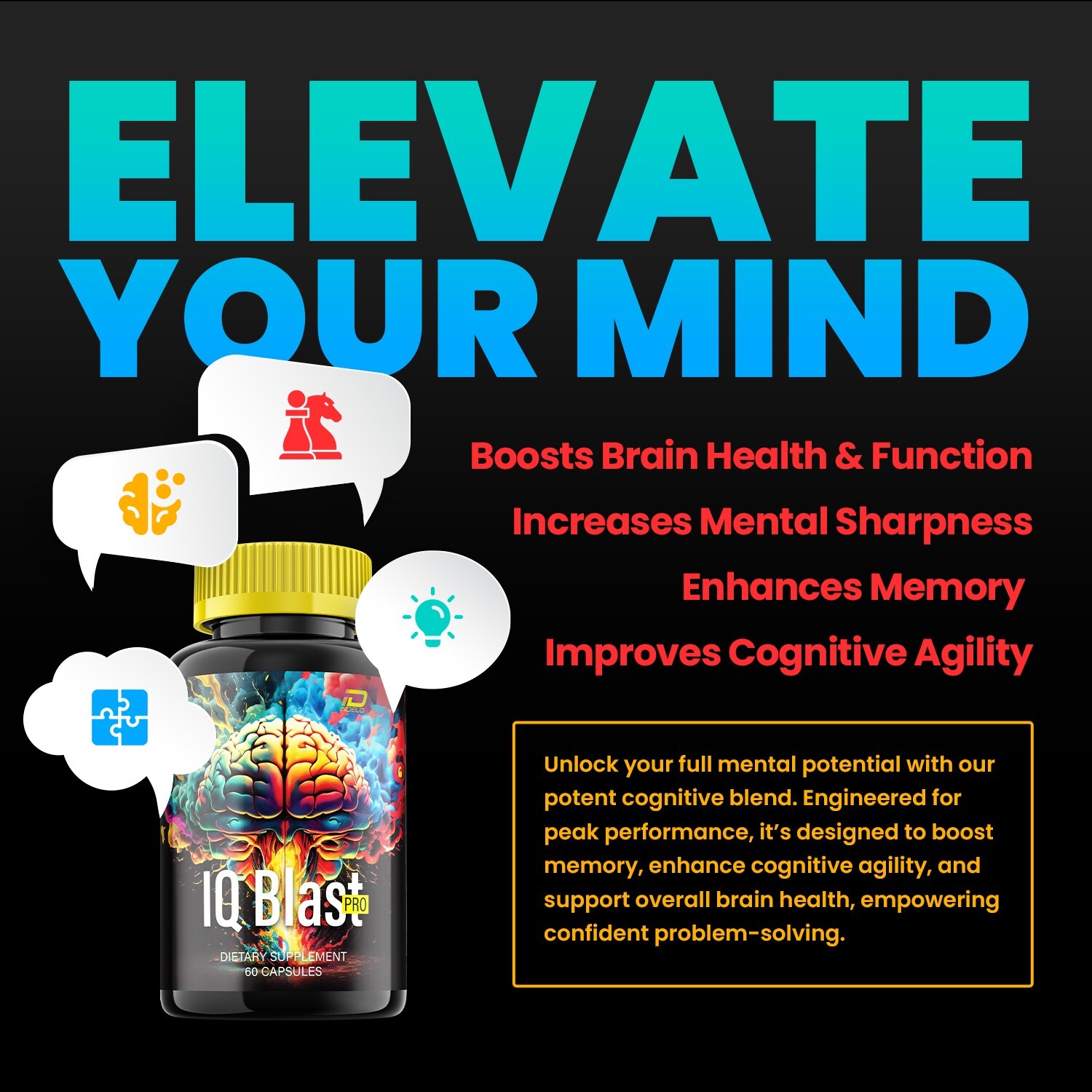 (3 Pack) IQ Blast Pro Brain Supplement Capsules – IQBlast Pro All-Natural