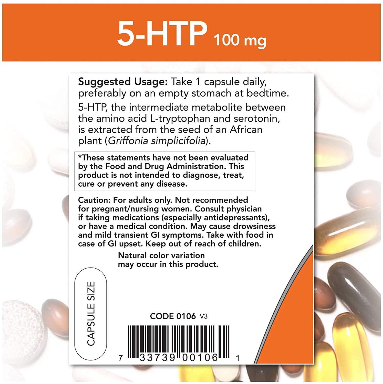 NOW FOODS 5-HTP 100 mg 120 Veg Capsules