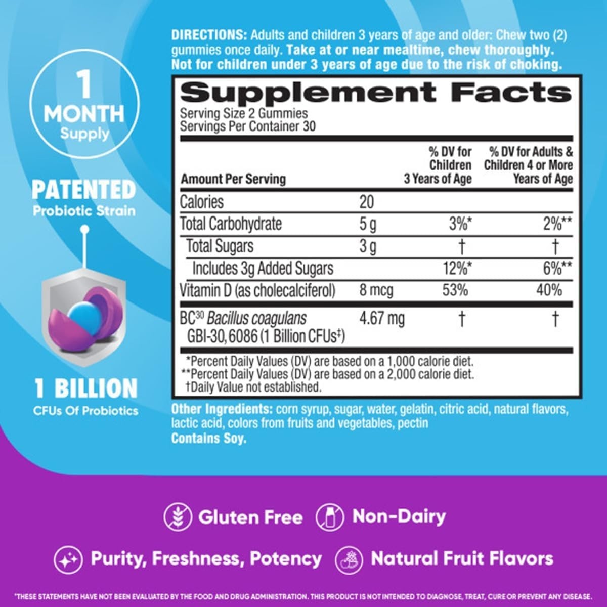Digestive Advantage 3-in-1 Fruit Flavors Probiotic Gummies60 ct(pack of 3)12/27