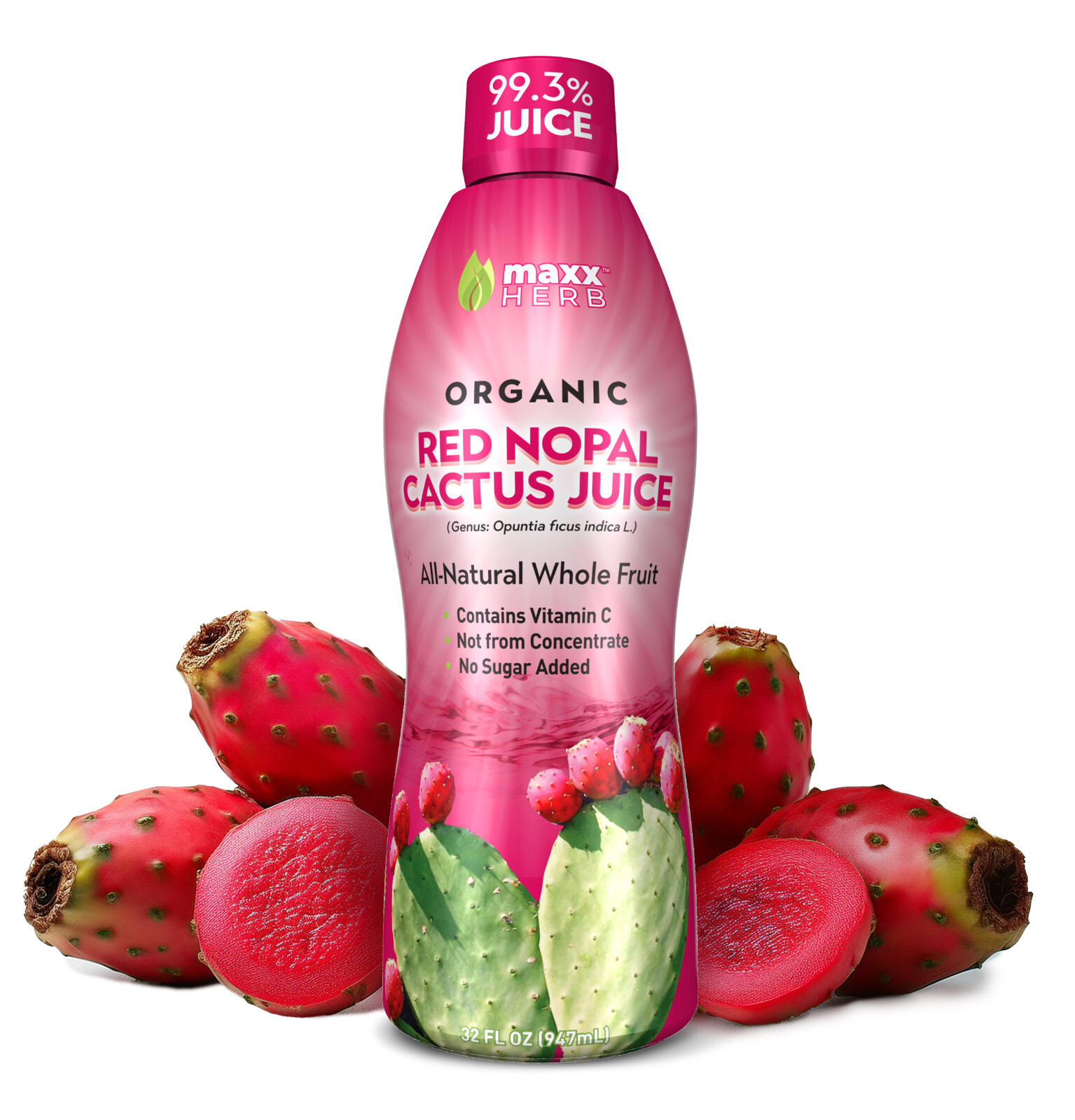 Maxx Herb Red Nopal Cactus Prickly Pear Juice for Joint Support – Organic, 32oz