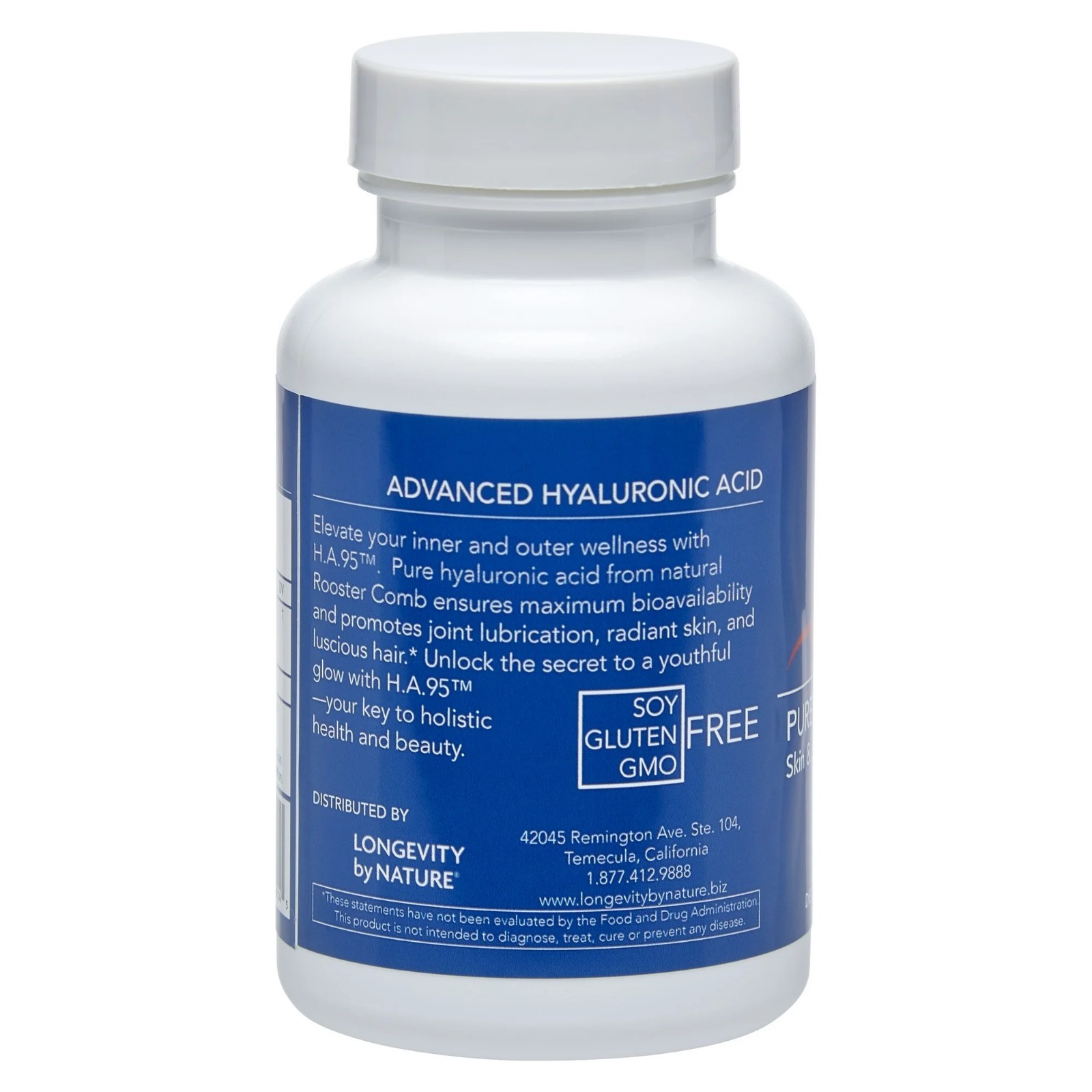 Longevity by Nature H.A.95 Hyaluronic Acid Supplement– 60 Capsules