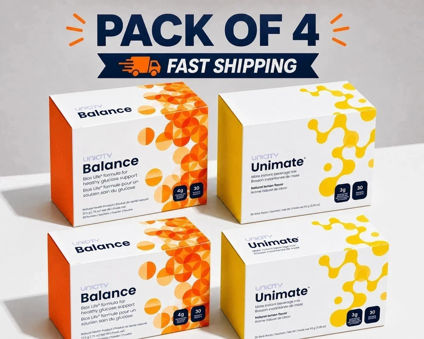 UNICITY FEEL GREAT PACK -UNICITY BALANCE 60 COUNT AND UNICITY LEMON 60 COUNT