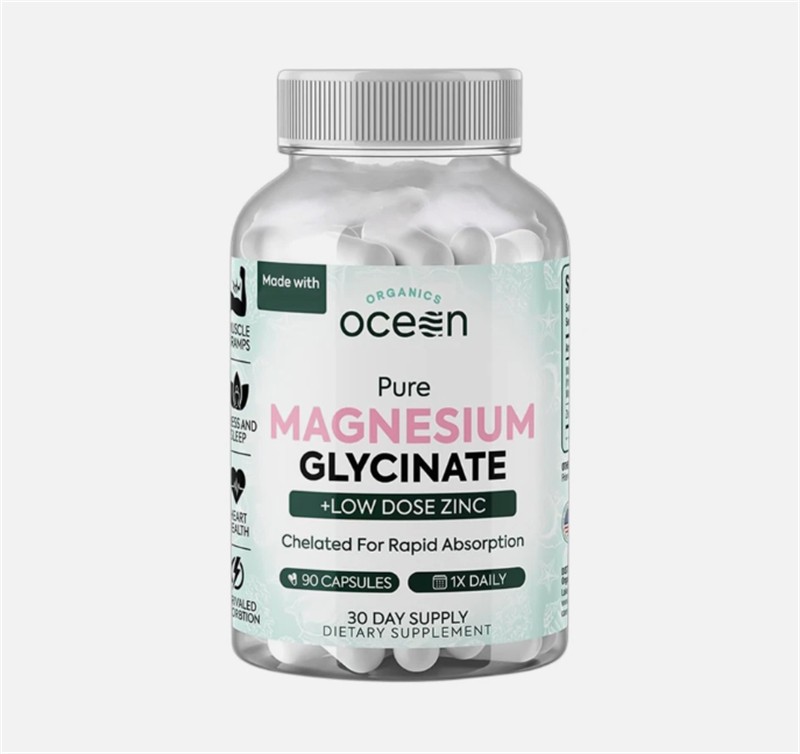 Organics Ocean Pure Magnesium Glycinate with Zinc -Strength Chelated- 90Count