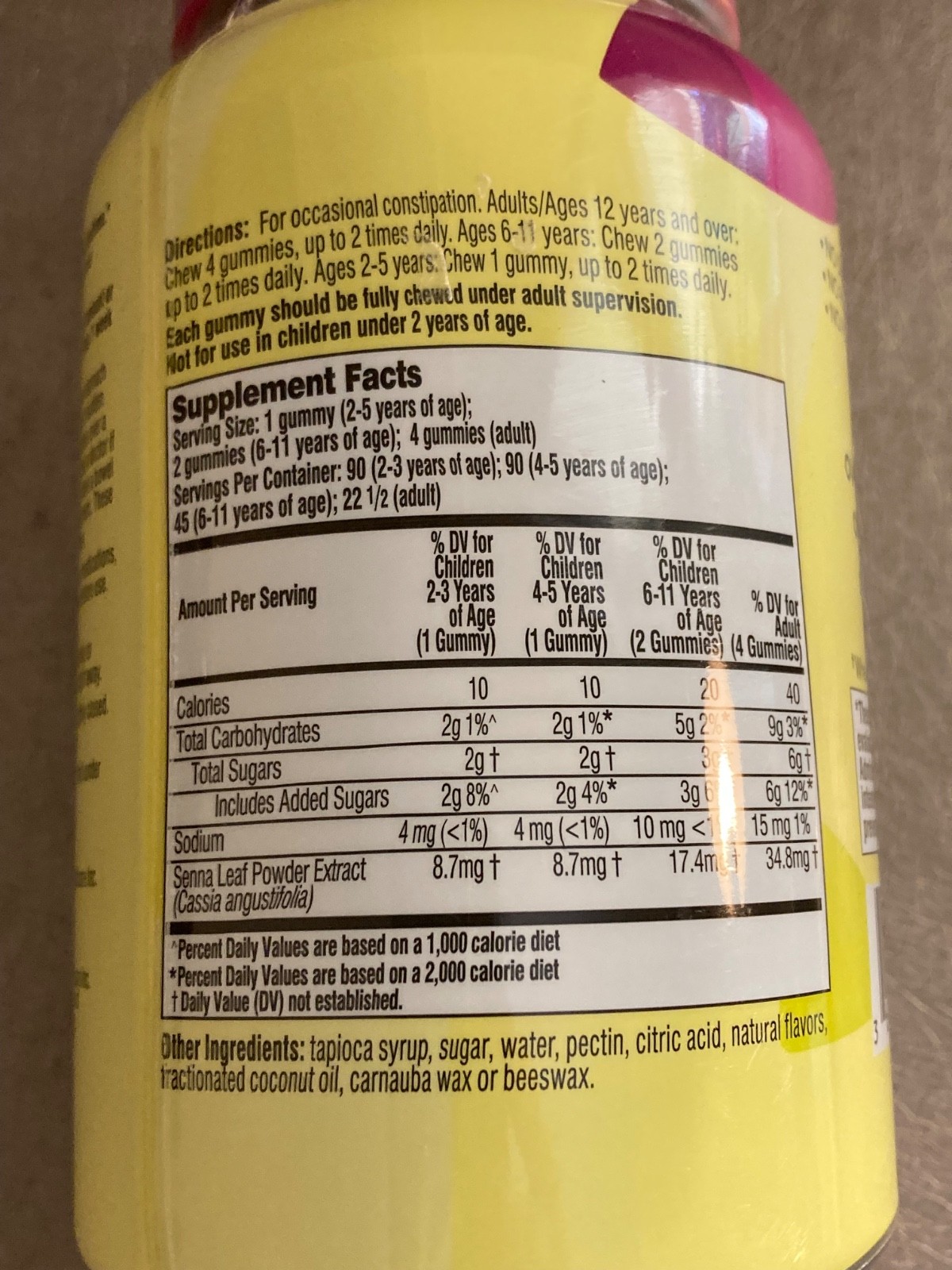 Senokot Natural Senna Extract Laxative Gummies Mixed Berry 90 Count 3/28