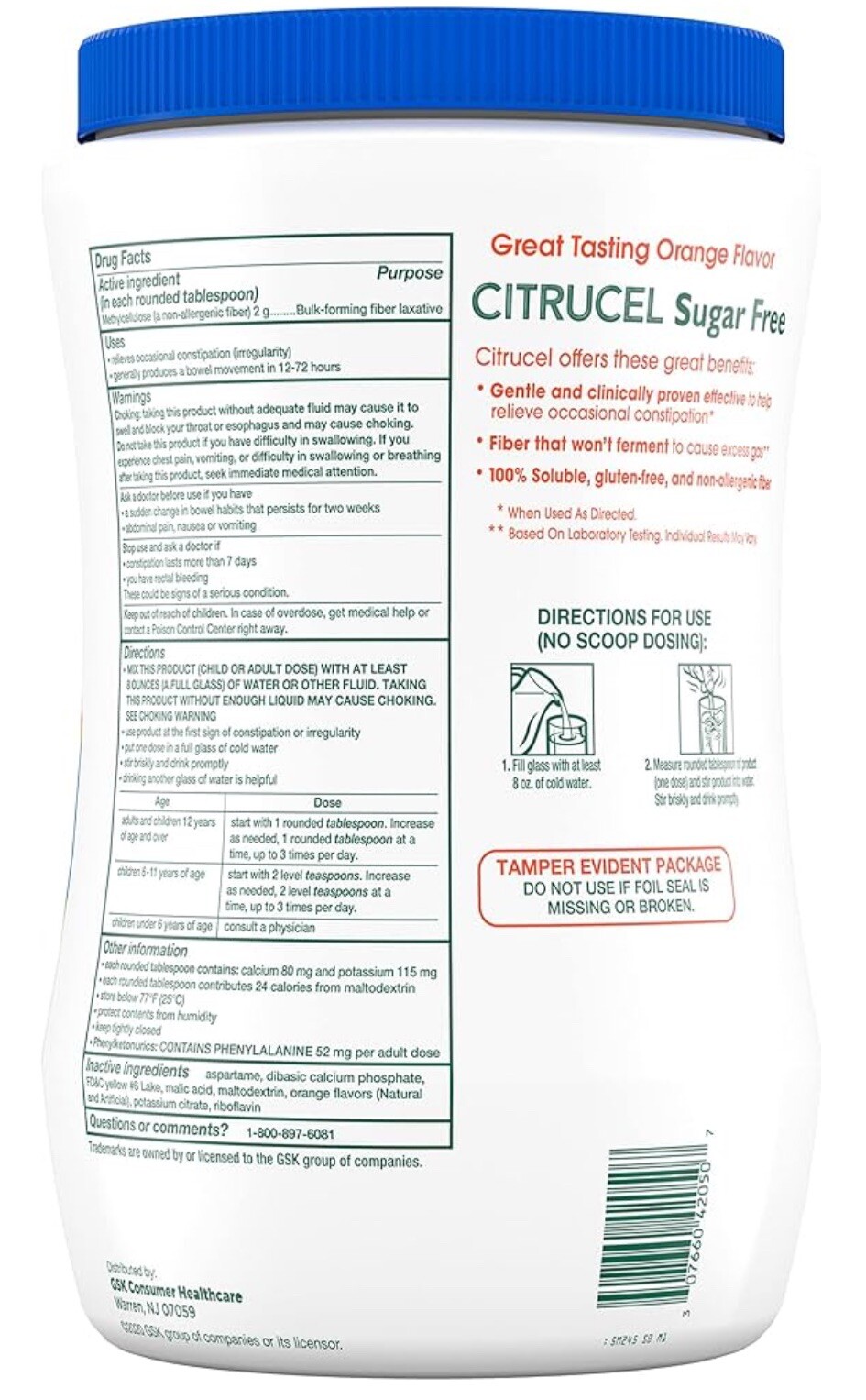Citrucel Fiber Therapy Powder, Orange 🍊 32 Ounces