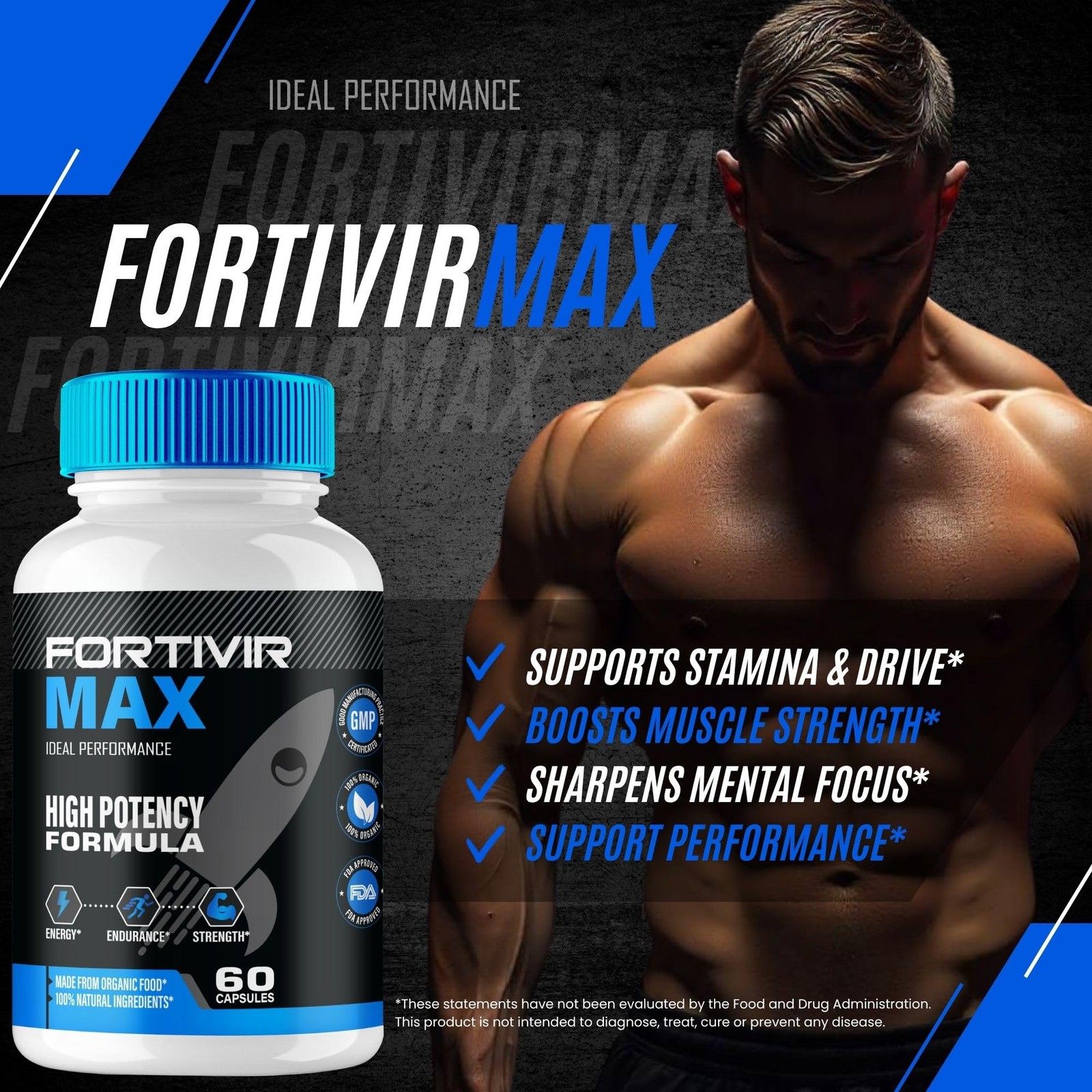Fortivir Energy Stamina Men’s Health Supplement – 300 Capsules (5 Pack)