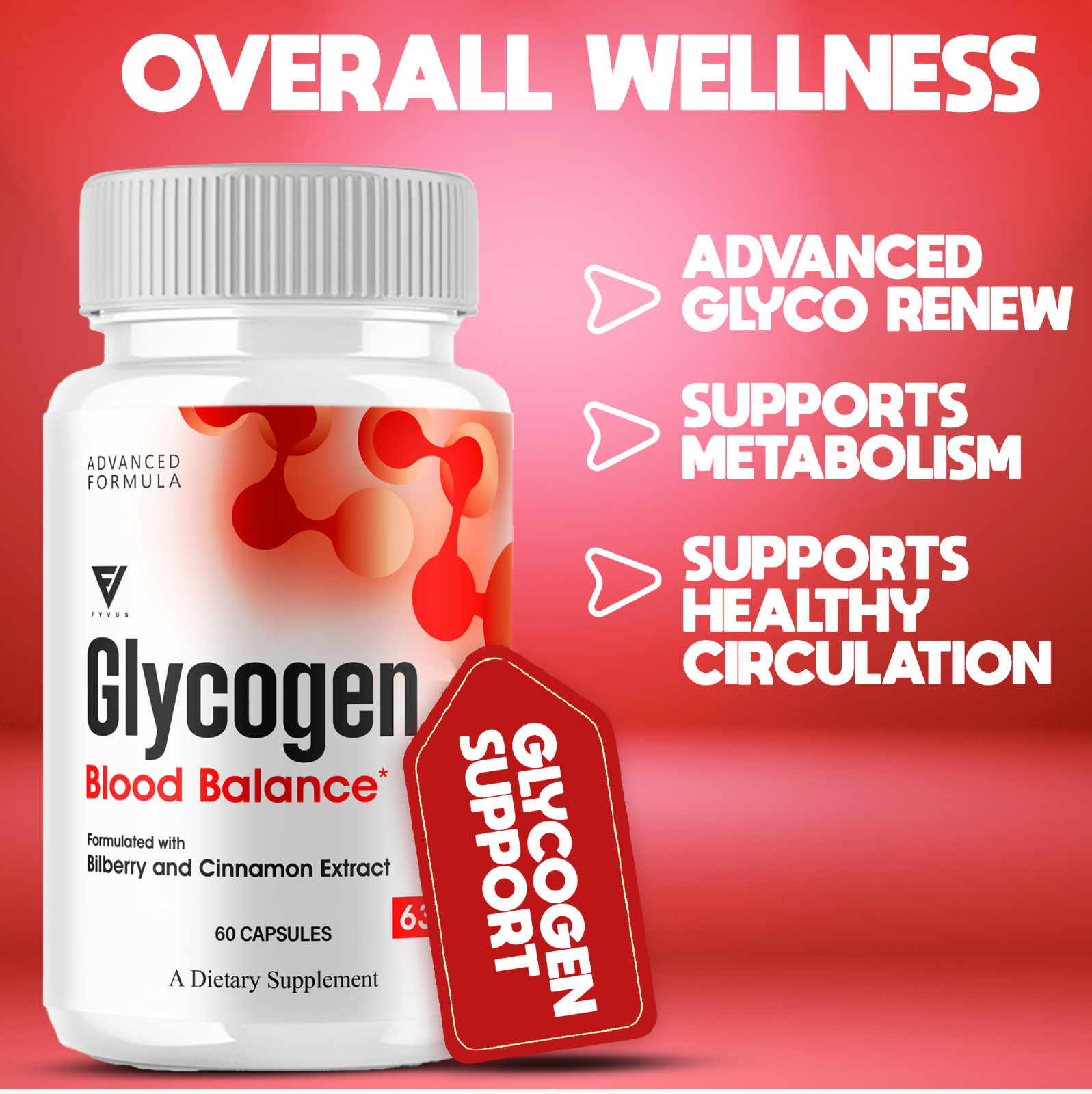 (3 Pack) Glycogen Blood Balance Supplement Glycogen BloodBalance (180 Capsules)