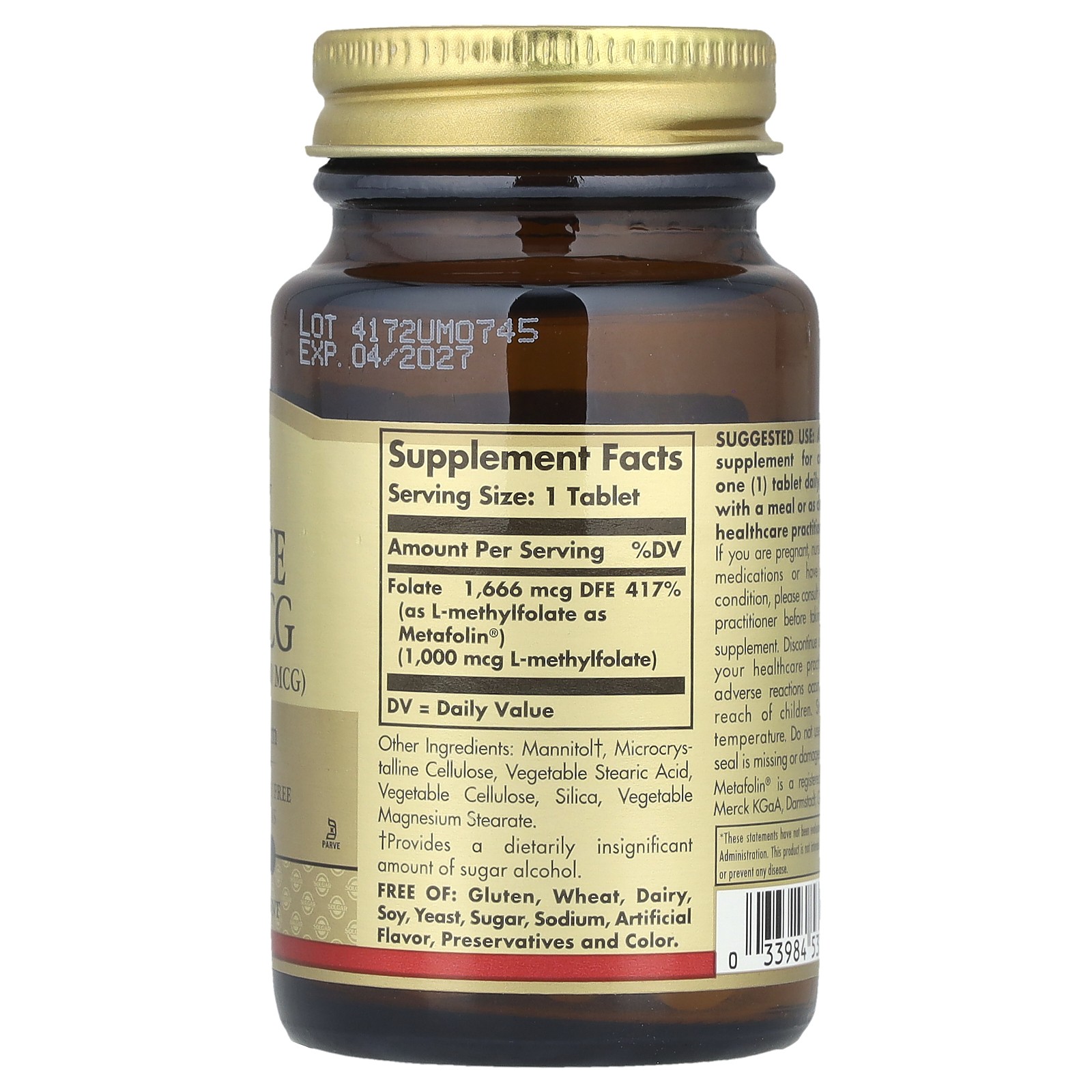 Folate, 1,000 mcg, 60 Tablets