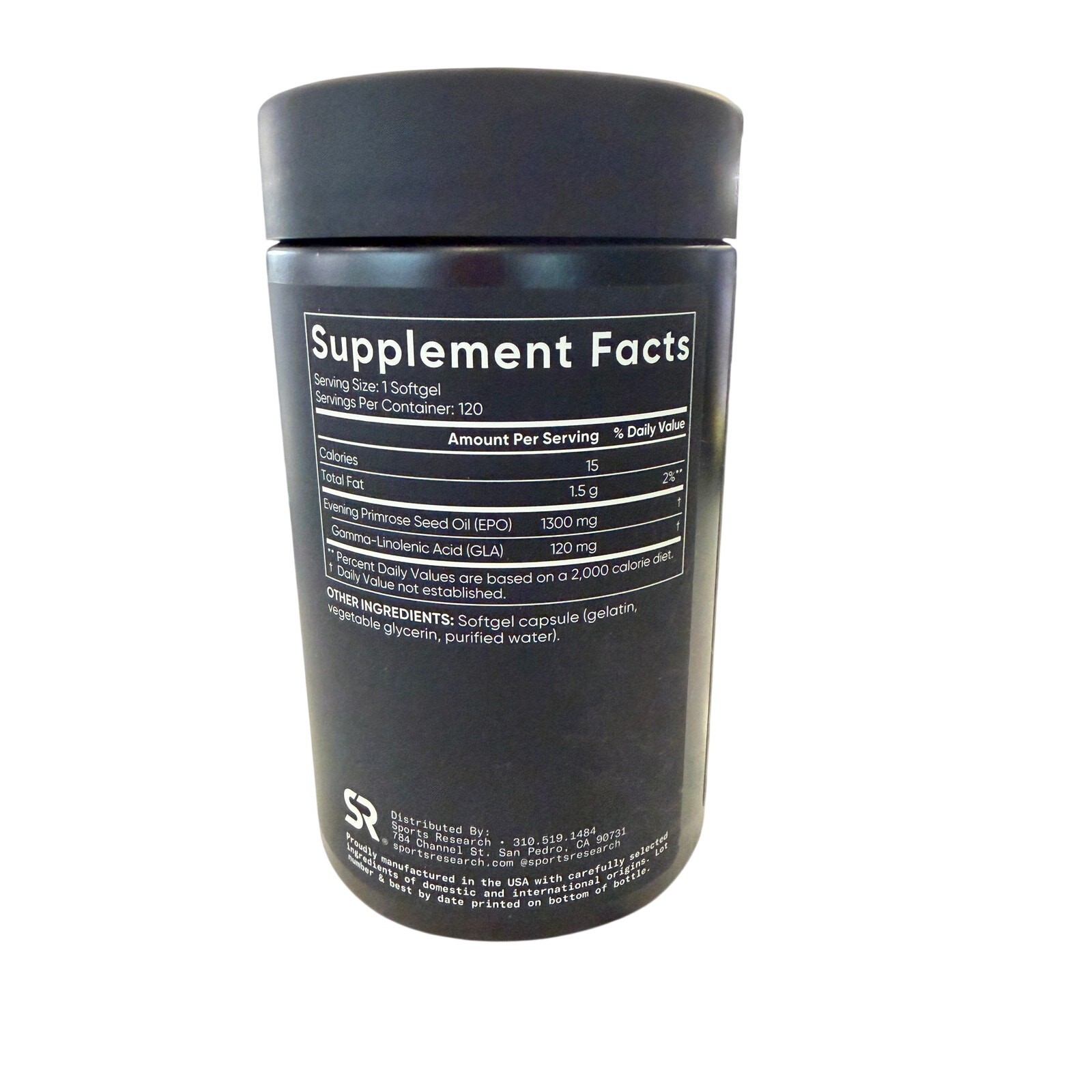 Sports Research Evening Primrose Oil 1300mg Cold-Pressed 120 Softgels Gluten Fre