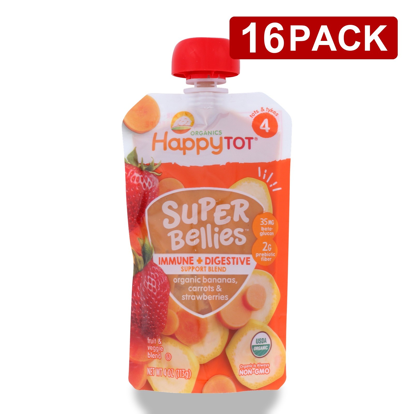 Happytot Organic Super Bellies Fruit And Veggie Blend Baby Food Pouch 4 16 Pack