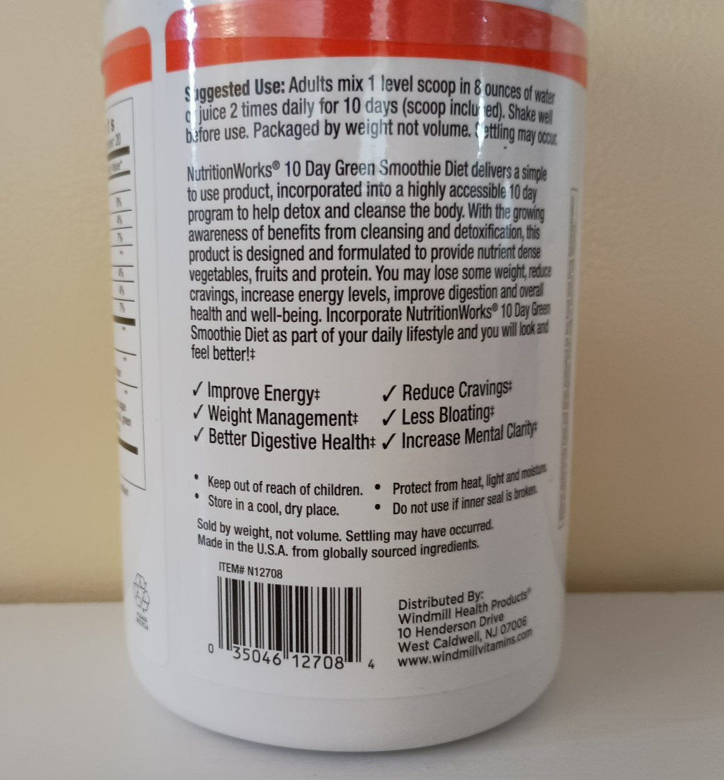 NutritionWorks®10 Day Green Smoothie Drink Mix Cleanse & Detox Tropical Mango