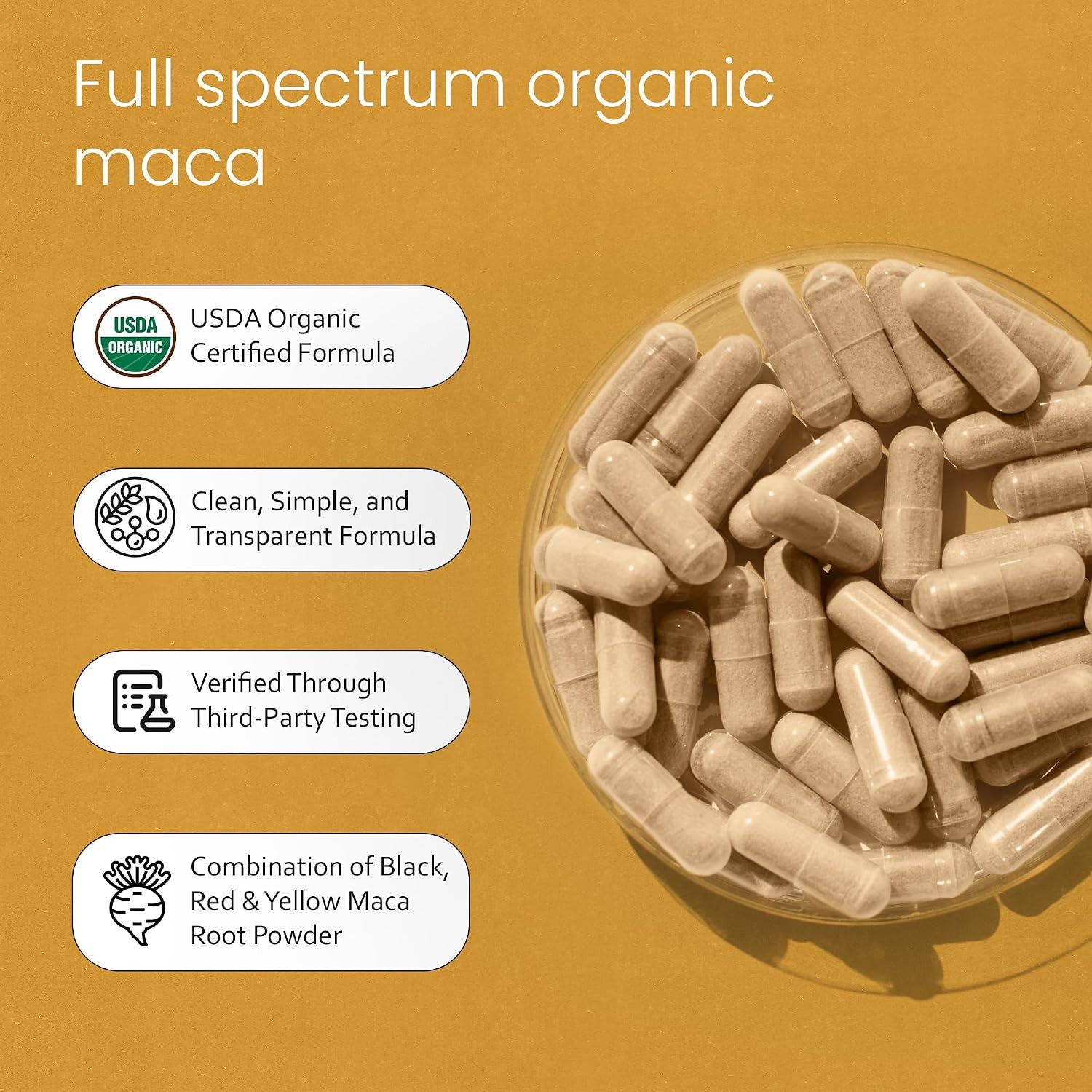 NaturaLife Labs Organic Maca Root – Black, Red & Yellow – 1900 mg per Serving –