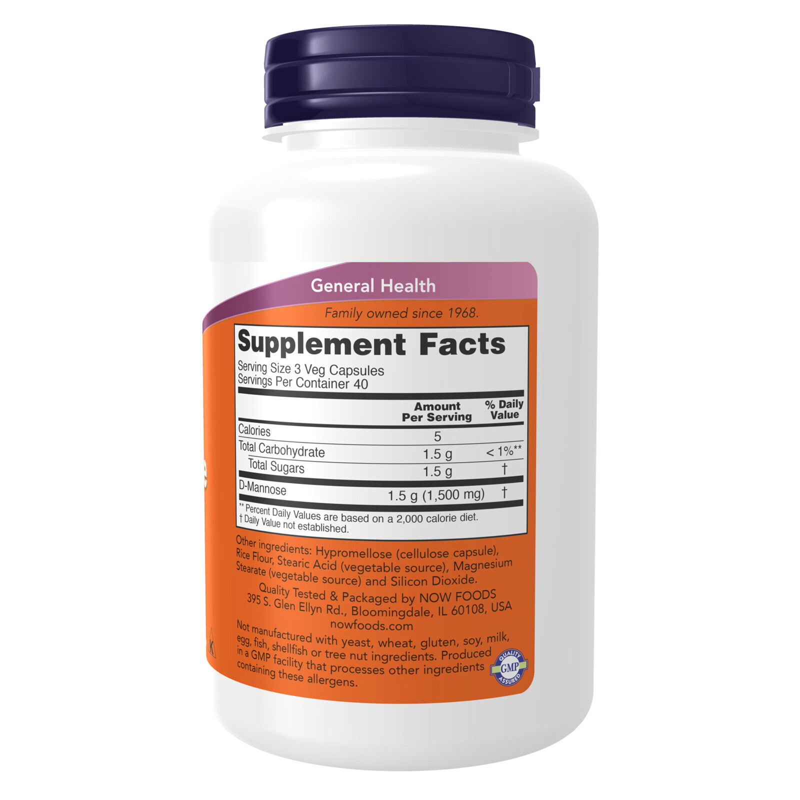 NOW FOODS D-Mannose 500 mg – 120 Veg Capsules