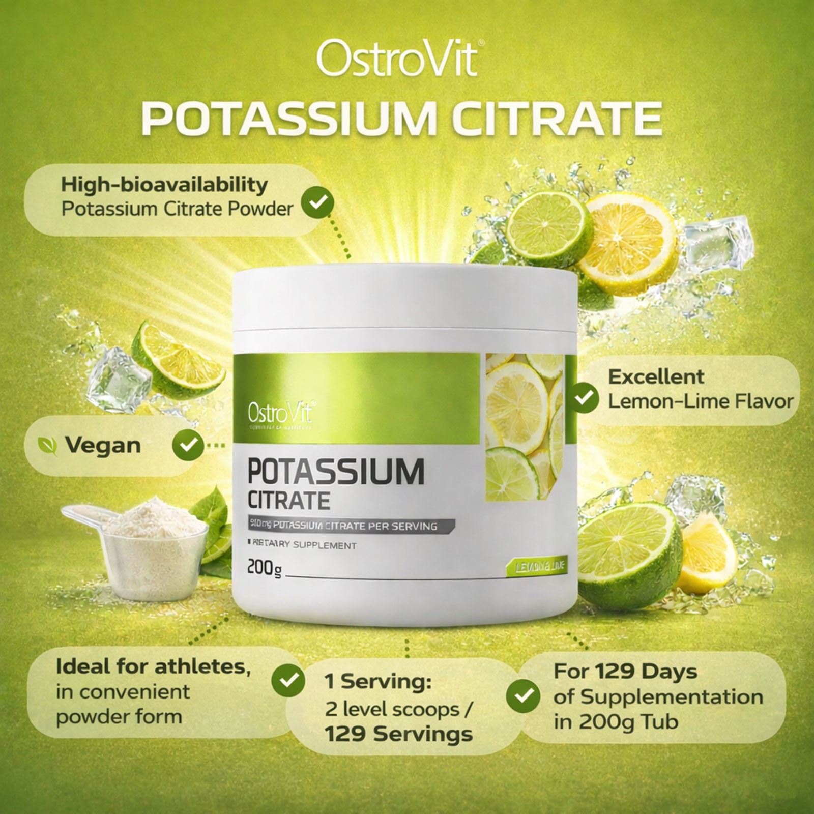 POTASSIUM CITRATE – 200 g -Function nervous system electrolyte balance hydration