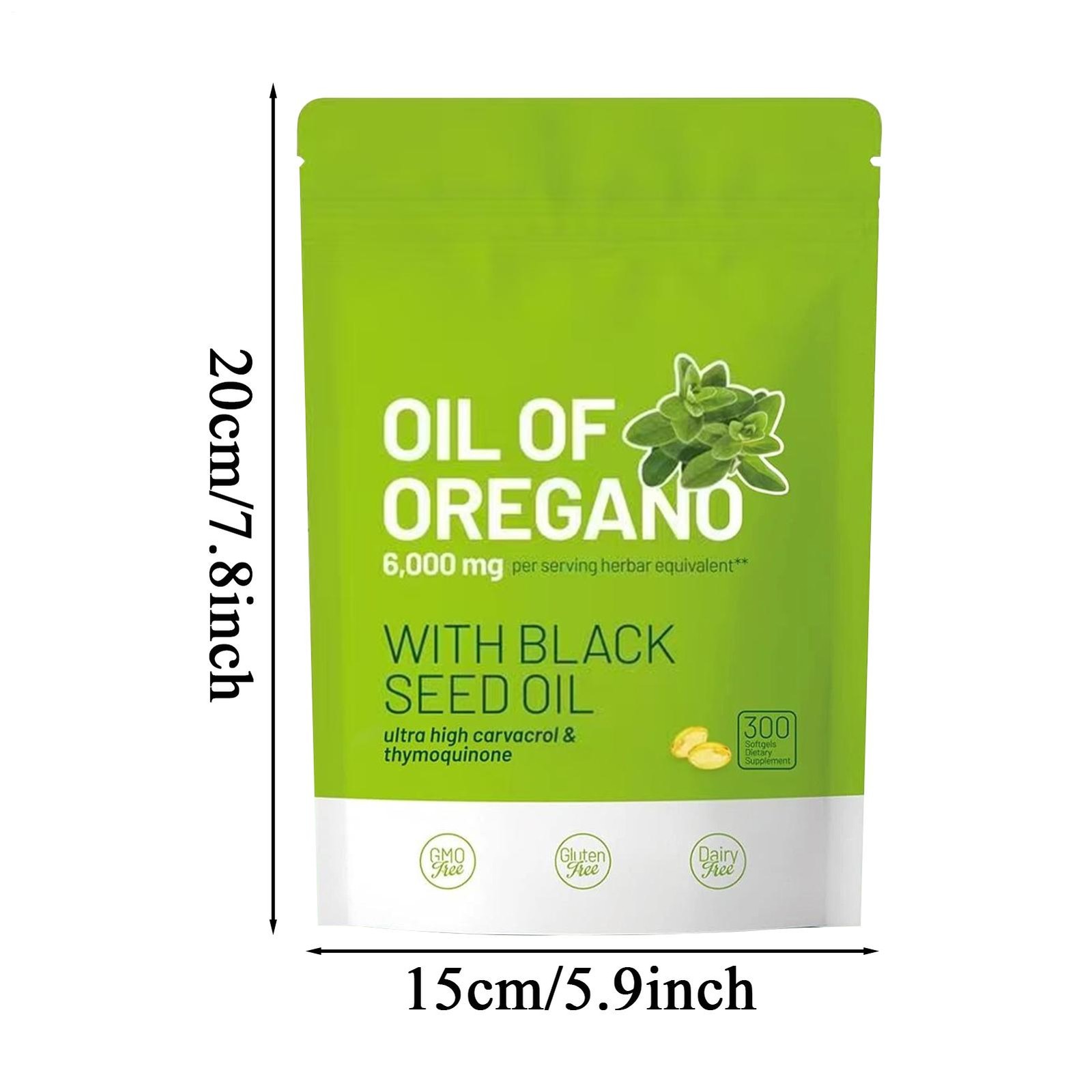 ​​Oil Of Oregano 300 Softgels 2 In 1 Black Seed Oil Organic Herbal Supplement