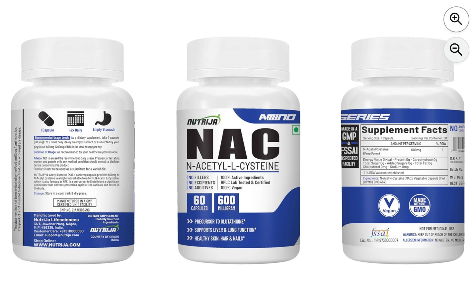 NutriJa NAC 600mg N-Acetyl Cysteine 60 Capsules EXP 01/27