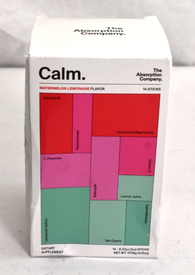 Calm Drink Mix Relaxation Aid with Magnesium Watermelon Lemonade Flavor 01/27