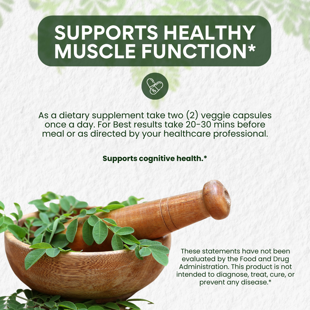 Moringa Capsules 100% Pure, Supports Overall Wellness – Supplement | 3 Bottles
