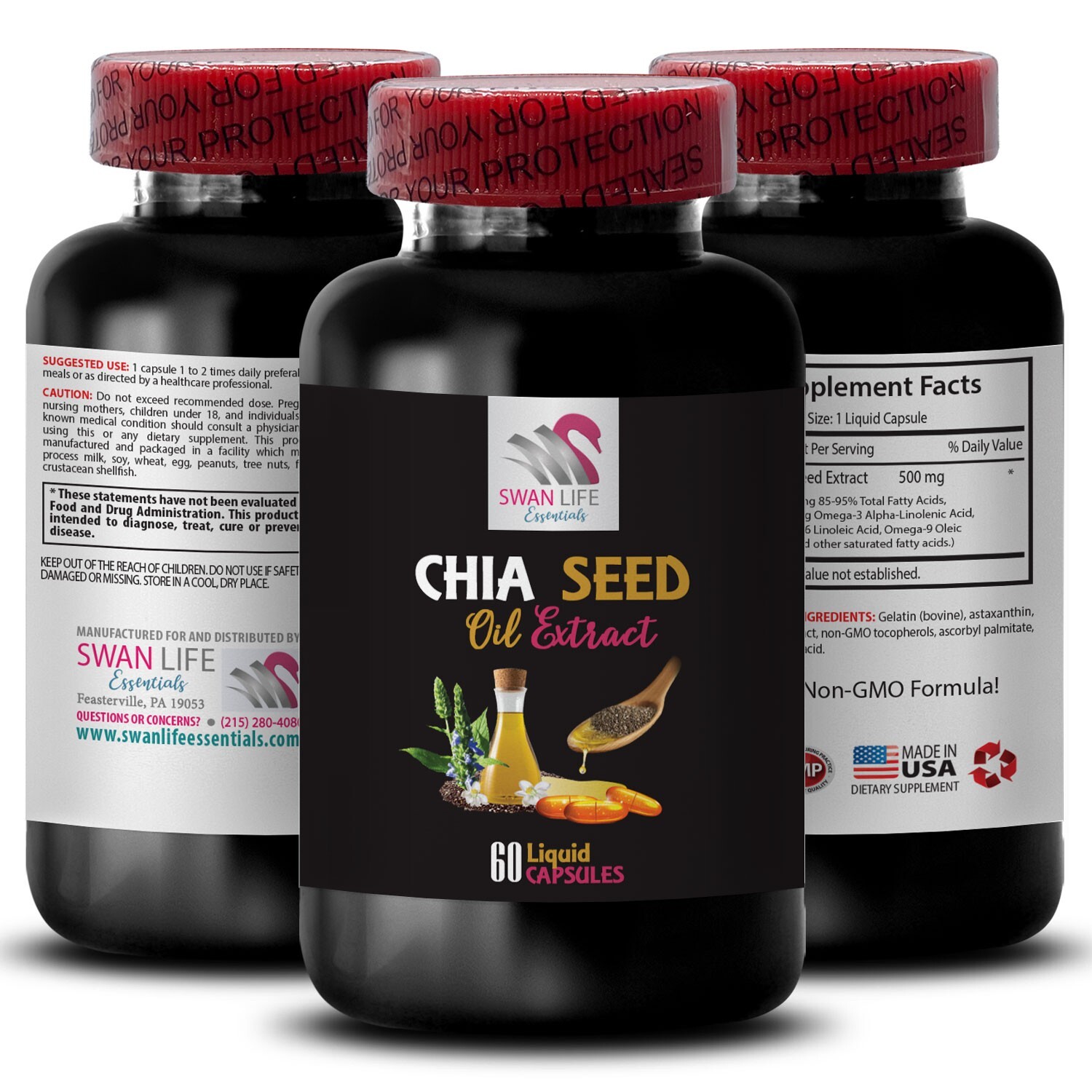 Nutrient Variety – CHIA SEED OIL EXTRACT – Everyday Wellness 1 Bottle 60 Capsule