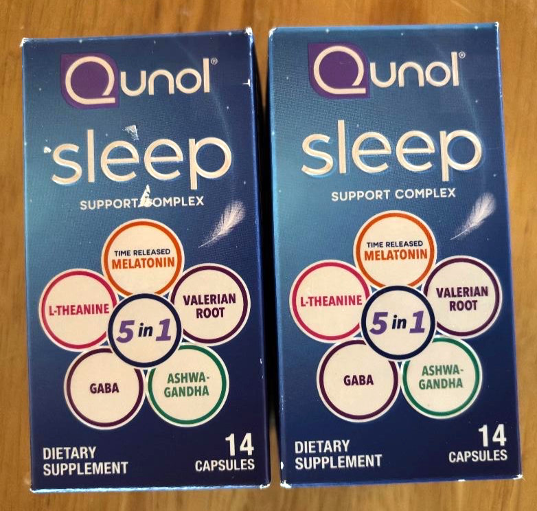 Lot 2-Qunol Sleep Support Dietary Supplement 14 CAPSULES Ea- Exp. 1/27