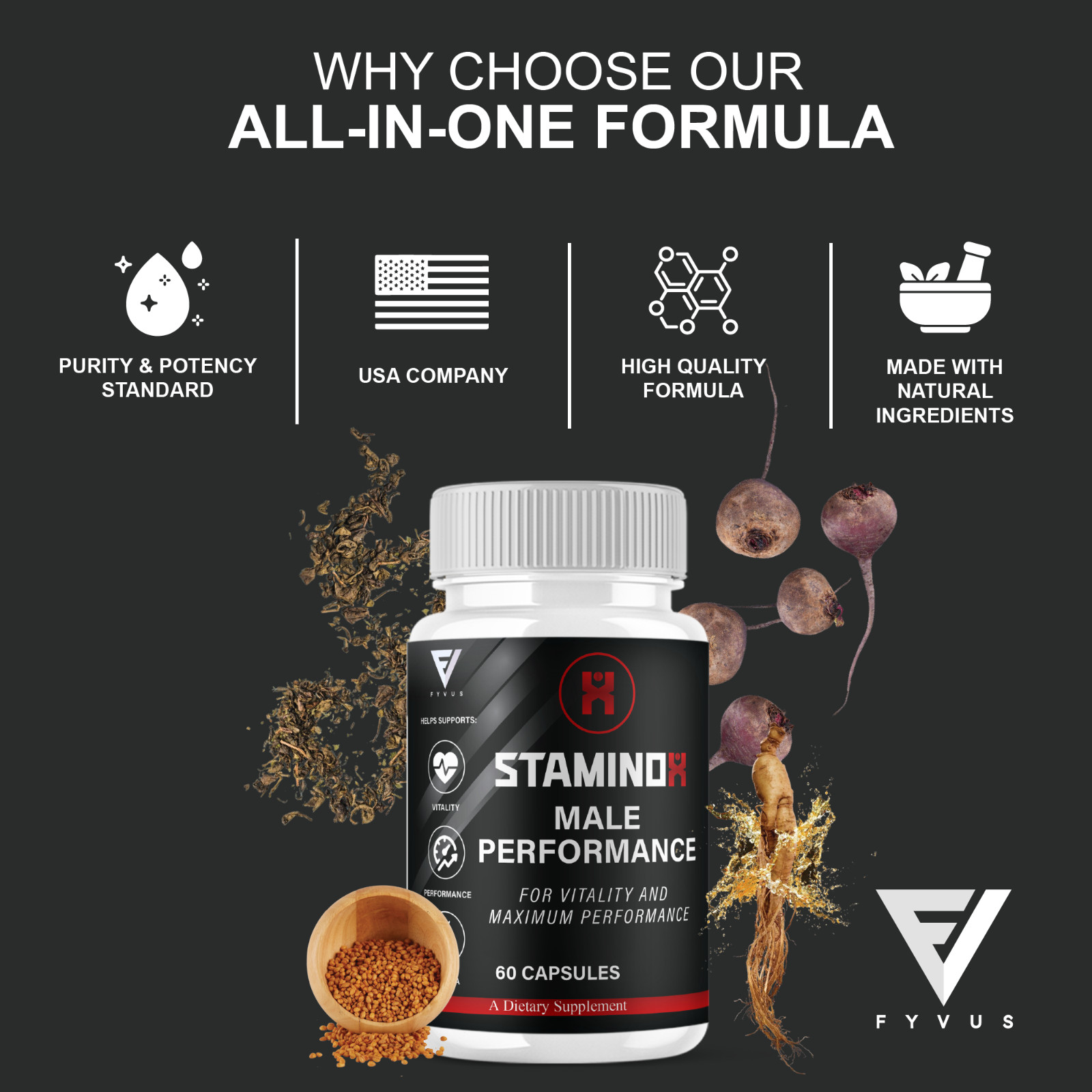 (3 Pack) Staminox Premium Performance Supplement, Staminox Pills (180 Capsules)