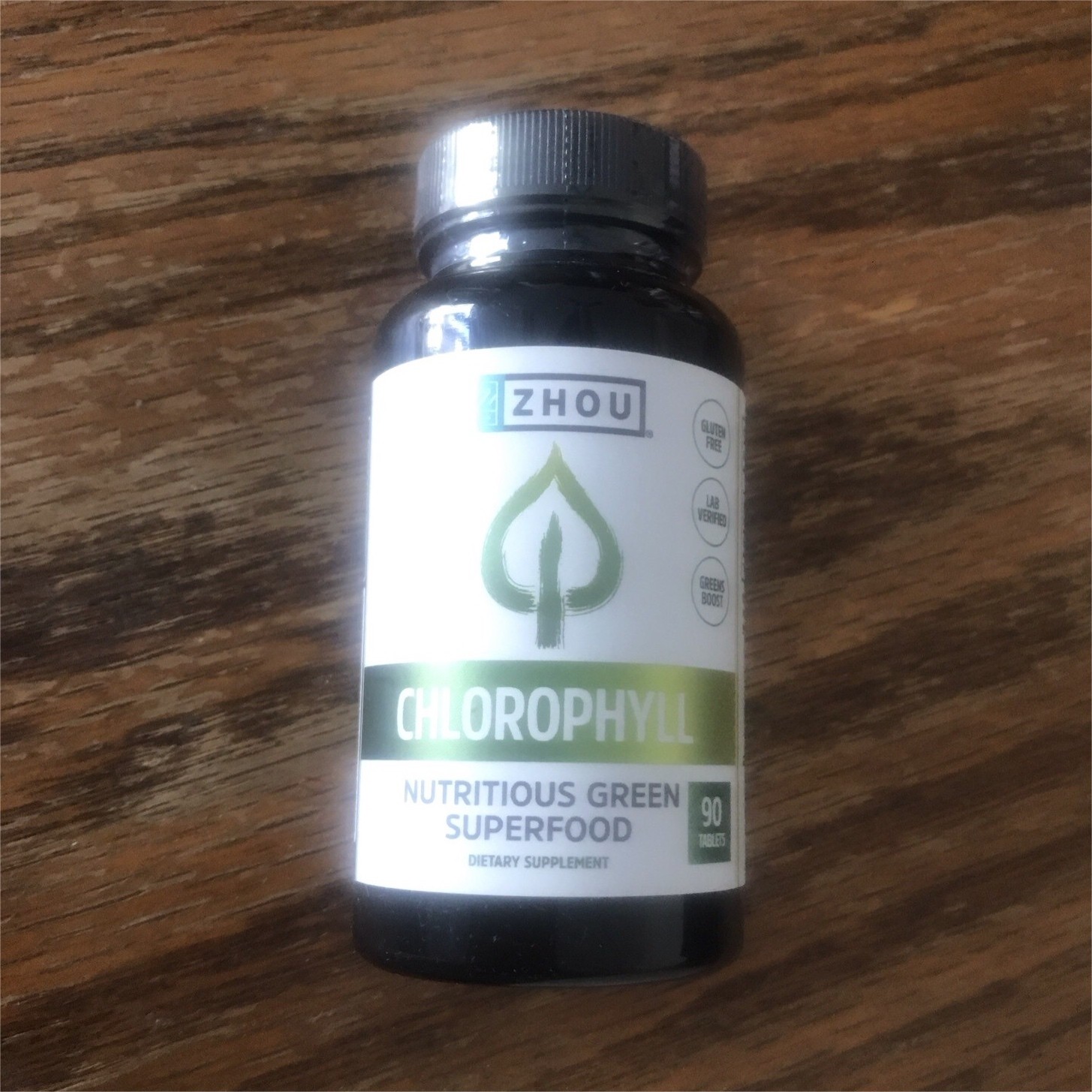 Zhou Nutrition Chlorophyll Superfood Tablets Gluten-Free Lab Verified 90 Count
